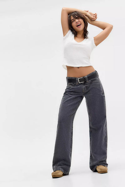 Nadelstreifen Low Waist Jeans
