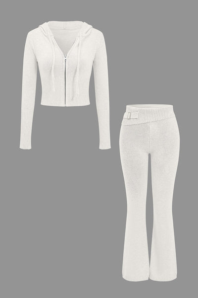 Ava | Strick-Set mit Kapuzenjacke & Schlaghose