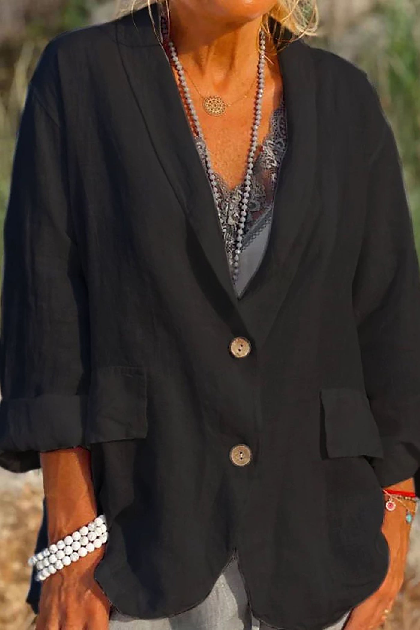 Jessica - Luftige Leinenjacke mit Knopfleiste