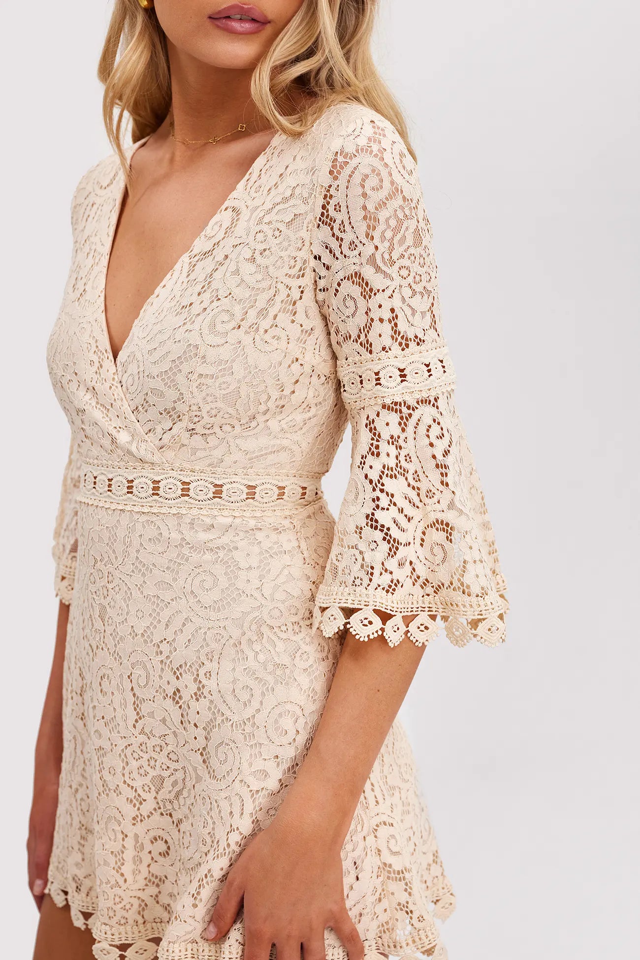 Elina | Offwhite Spitzenkleid