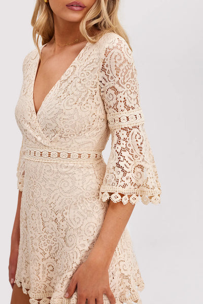 Elina | Offwhite Spitzenkleid