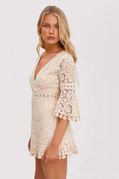 Elina | Offwhite Spitzenkleid