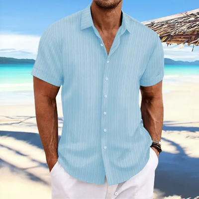 Gestreiftes Knöpfe-Hemd Für Herren | Kurzarm