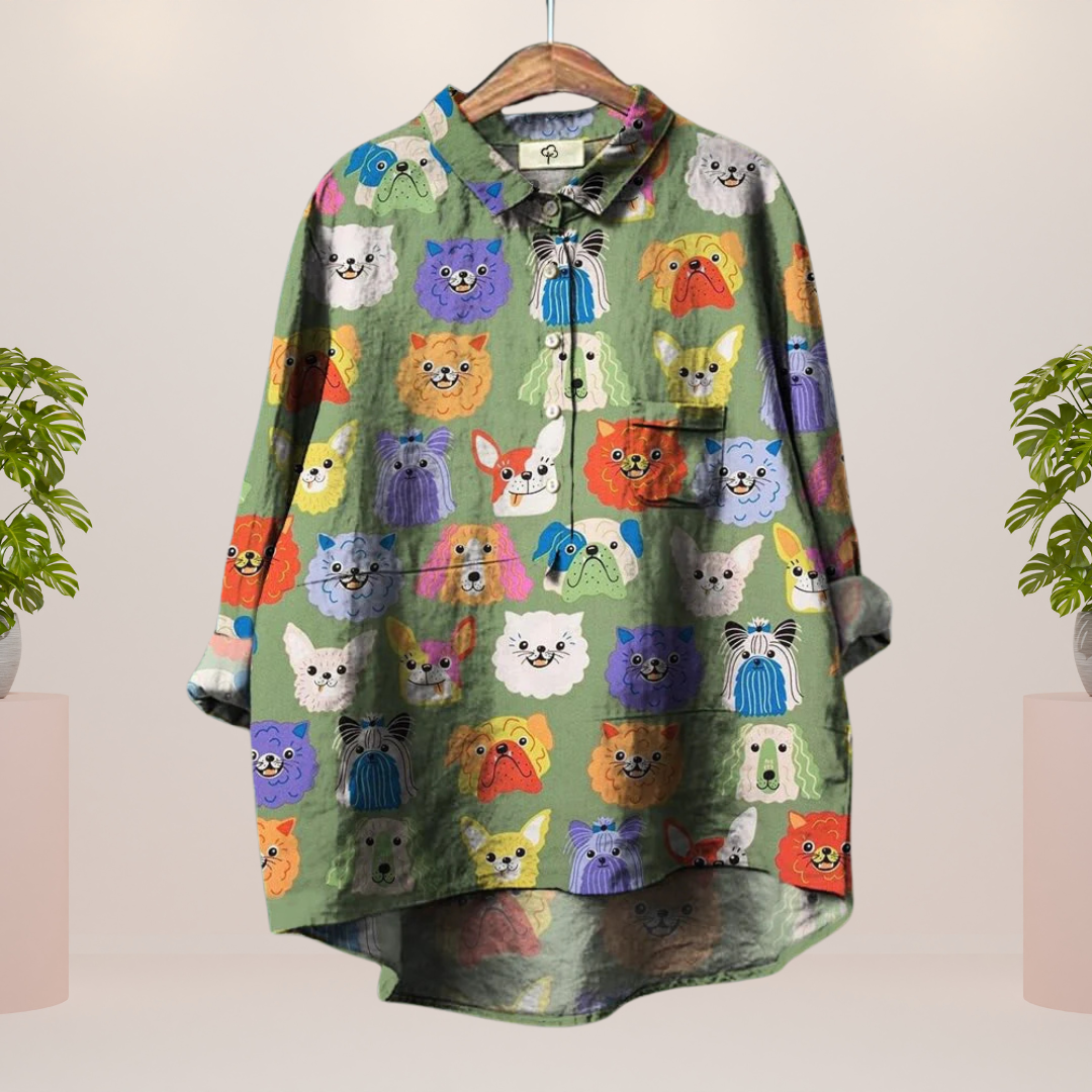 Bertina | Trendy Modisches Print Kunst Shirt