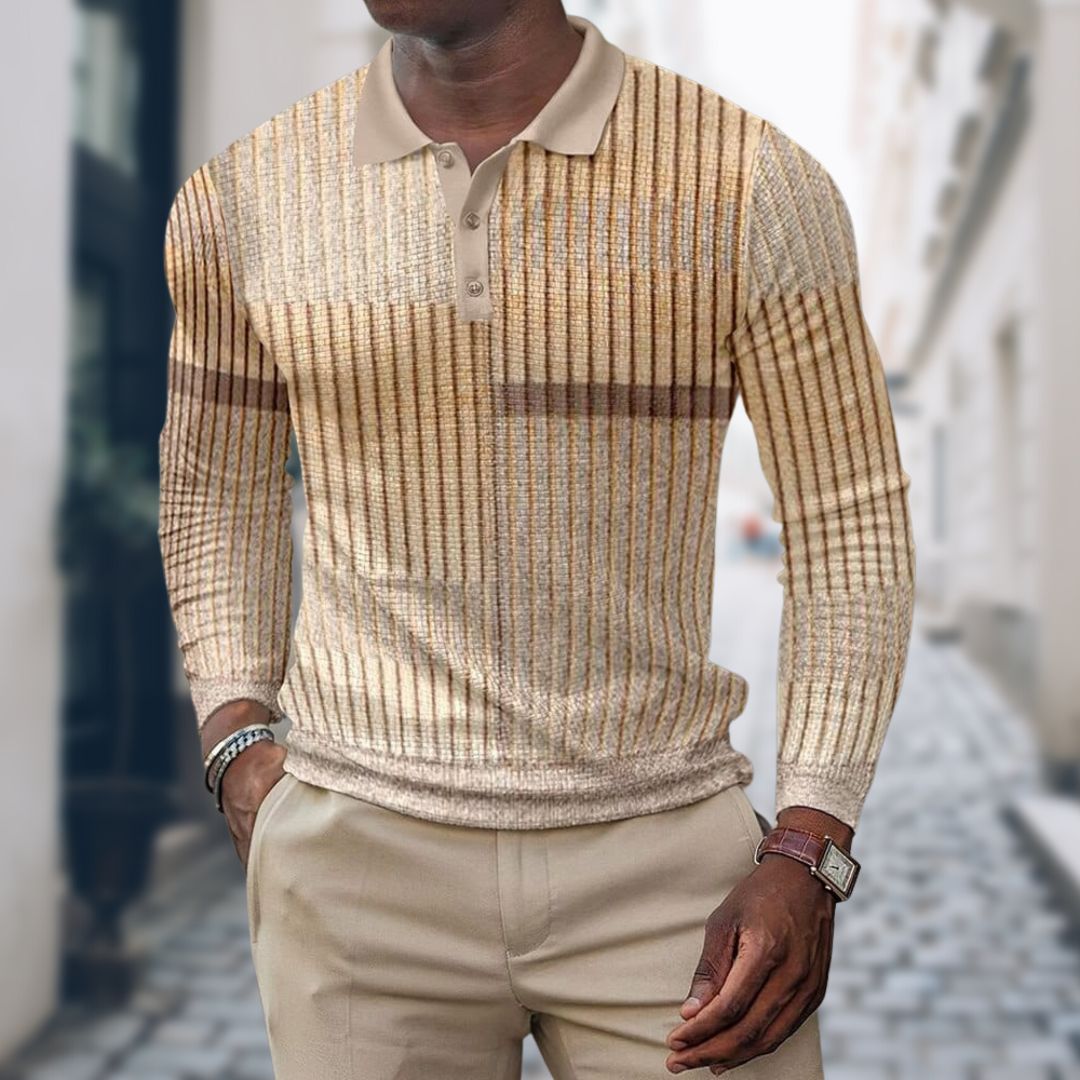 Milch | Klassisches Langarm-Polohemd für modische Männer