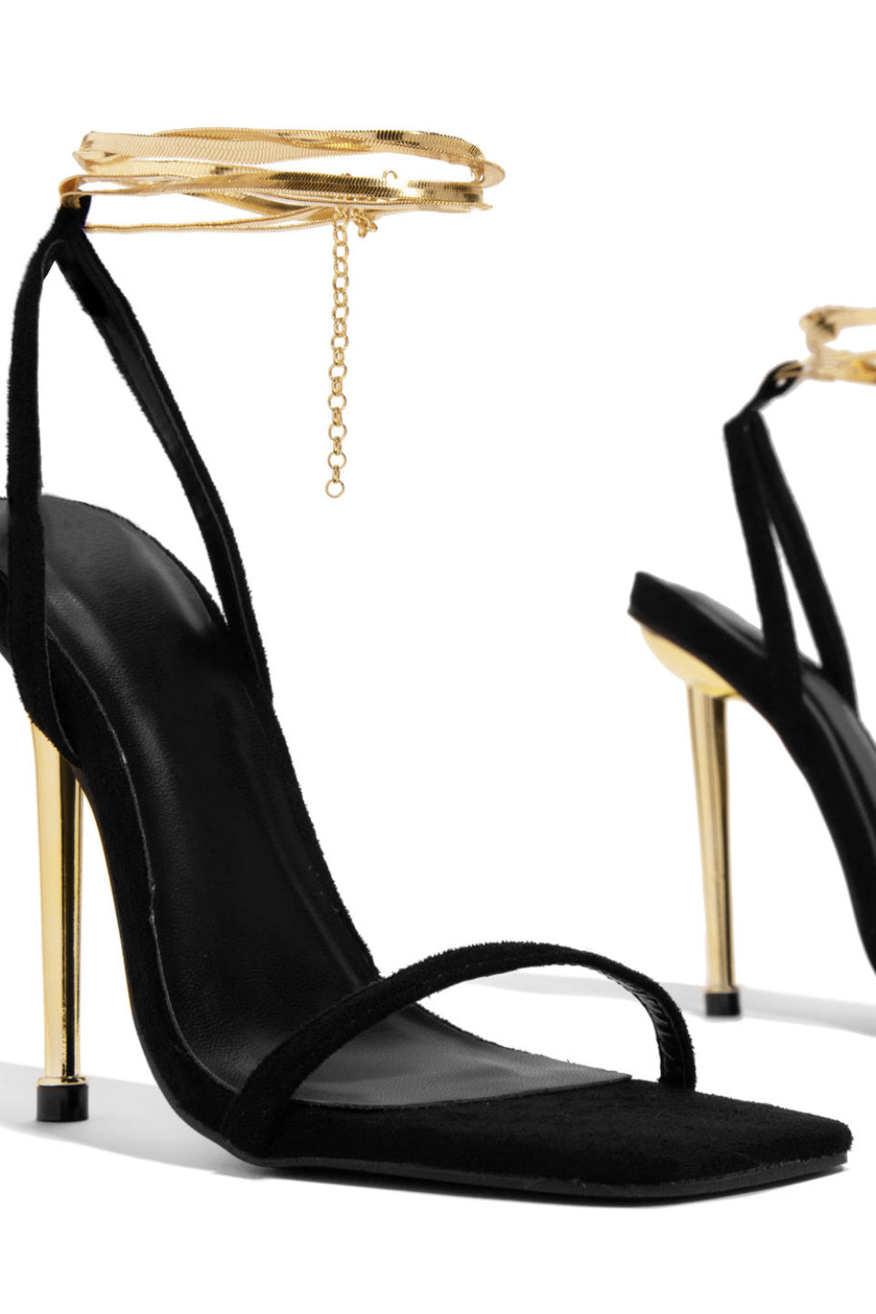 Damen Stiletto Absatz | Kunstleder | Goldene Details | Elegant & Festlich