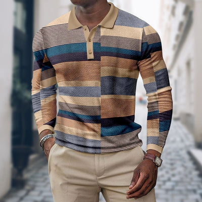 Milch | Klassisches Langarm-Polohemd für modische Männer