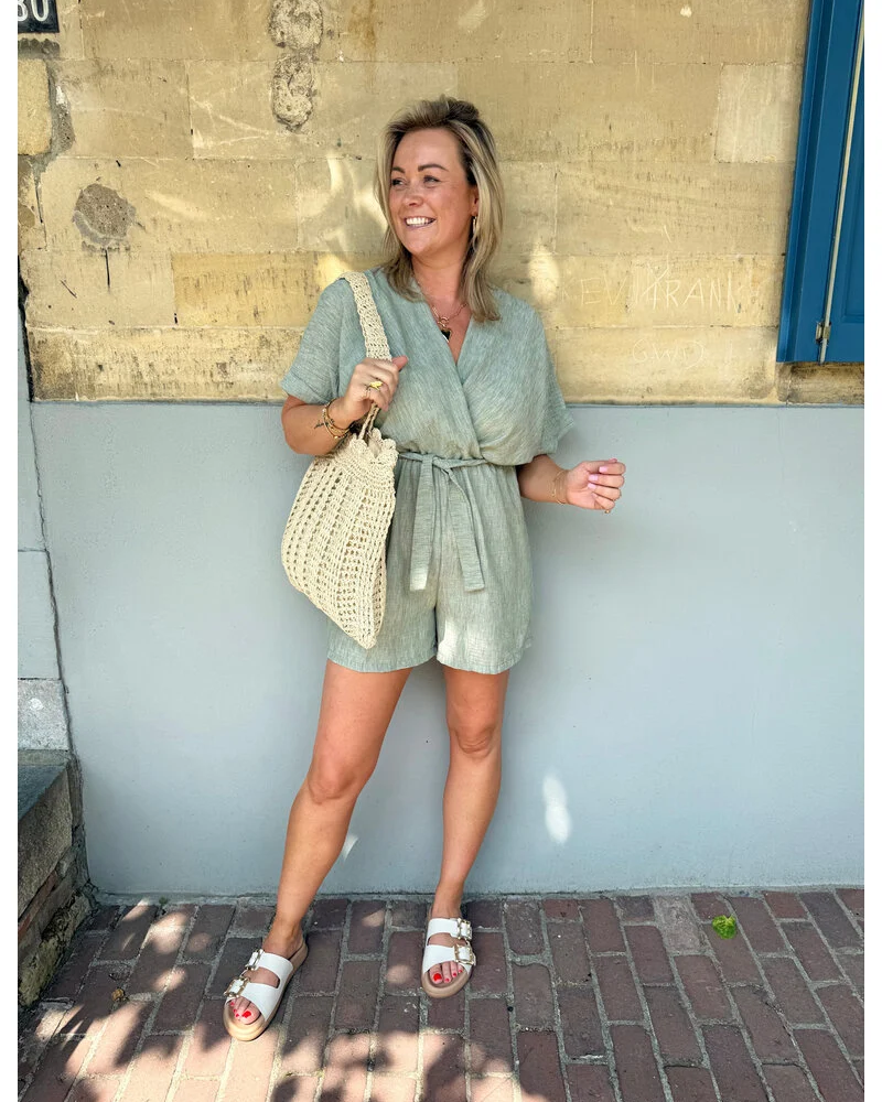 Lerusik - Kurzärmeliger Leinen Spielanzug