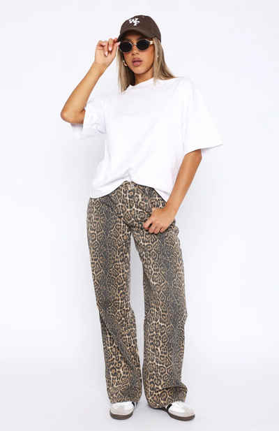 Gia | Jeans mit weitem Bein in Leopard-Optik