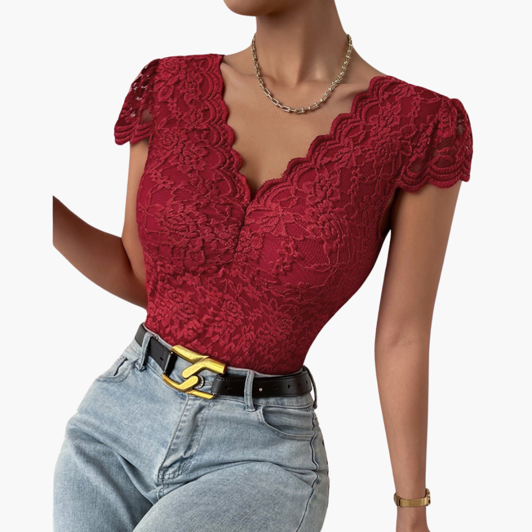 Bodysuit aus Spitze für Frauen - Eleganter V-Ausschnitt