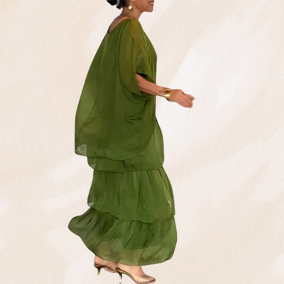 Elvéra – Fließendes Maxikleid mit Rundhalsausschnitt