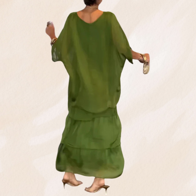 Elvéra – Fließendes Maxikleid mit Rundhalsausschnitt