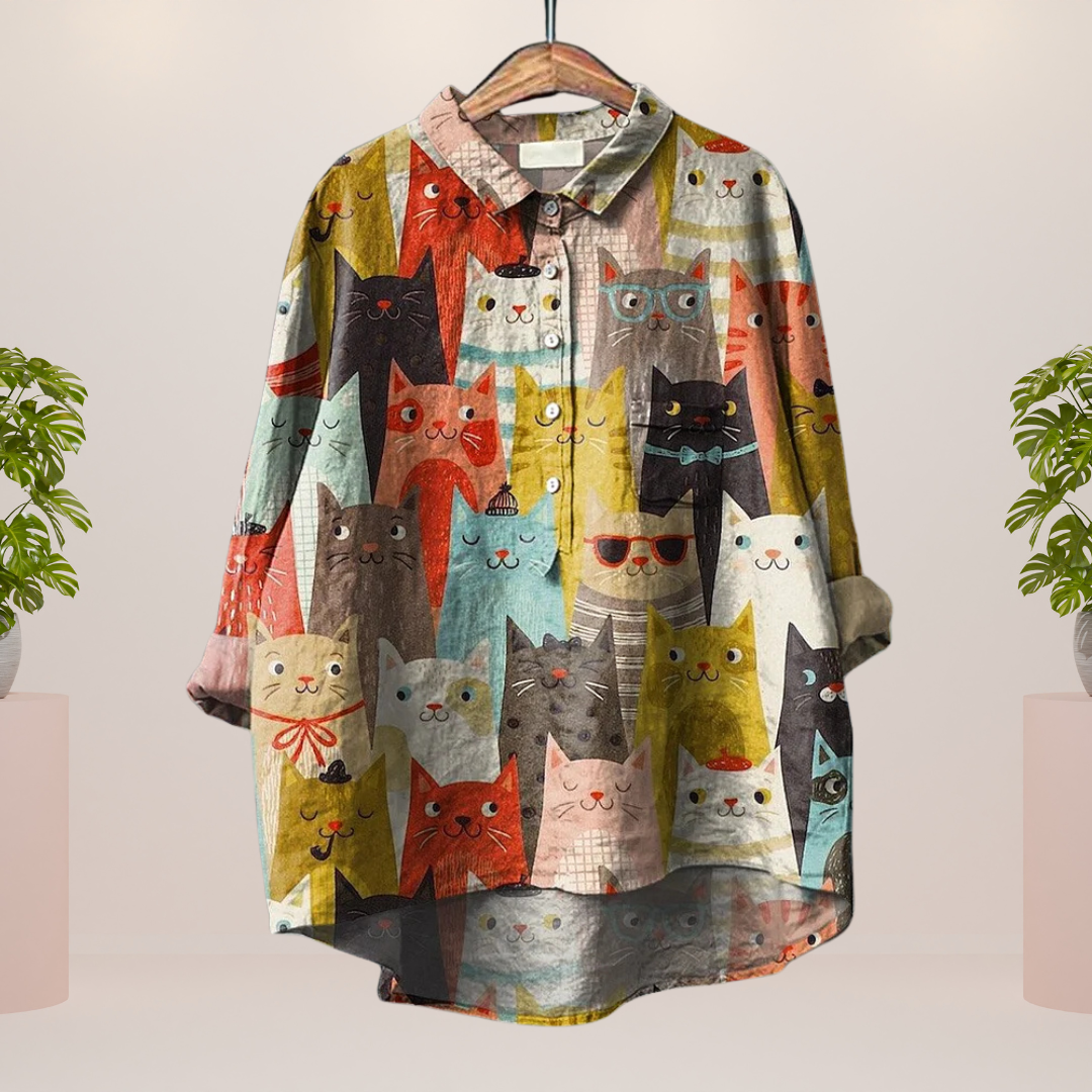 Bertina | Trendy Modisches Print Kunst Shirt
