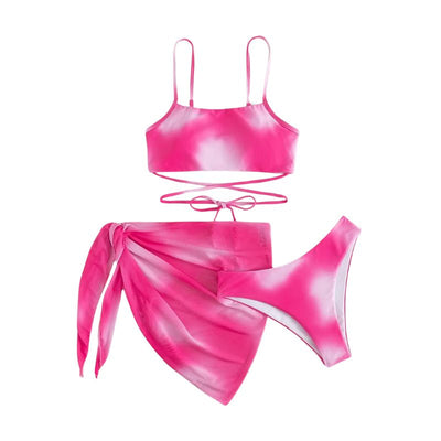 Luciana® | 3-teiliger Bikini-Badeanzug mit Schnürung und Strandrock