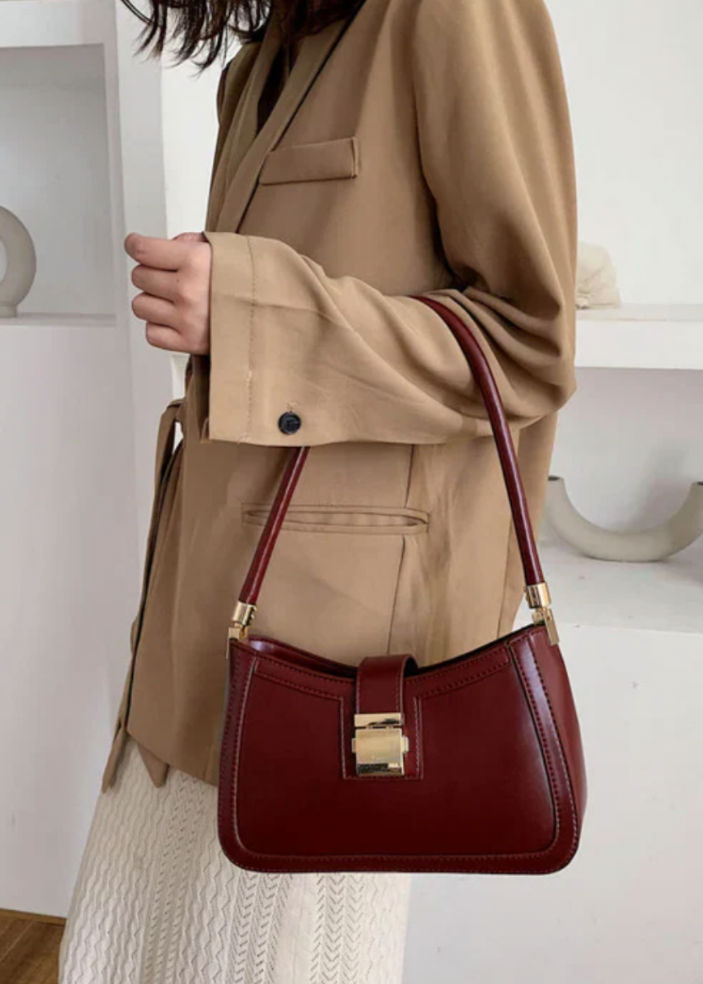 Damen Schultertasche Schwarz – Elegant & mit Reißverschluss