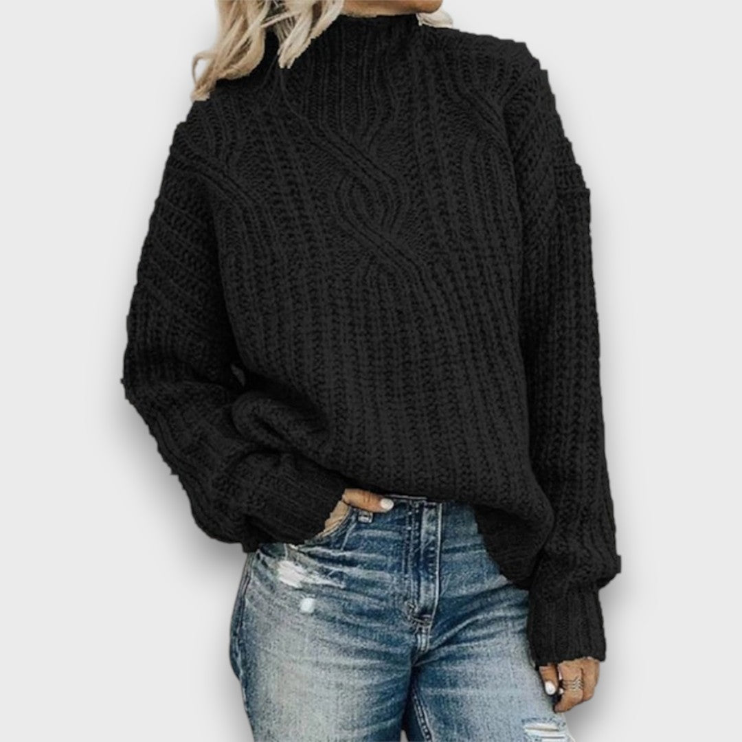 Alina – Retro Rollkragenpullover mit Zopfmuster