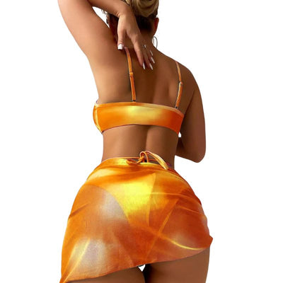 Luciana® | 3-teiliger Bikini-Badeanzug mit Schnürung und Strandrock