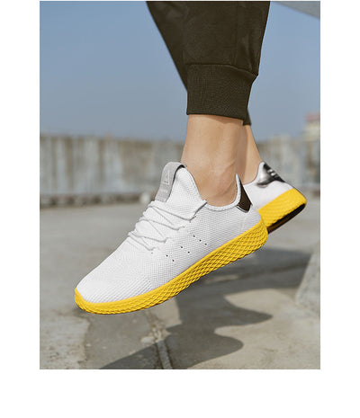 Wim - Stilvolle Herren Sportschuhe Weißes Segeltuch Netz