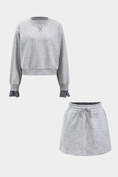 Elsa | Zweiteiliges Sweat-Set mit karierten Details