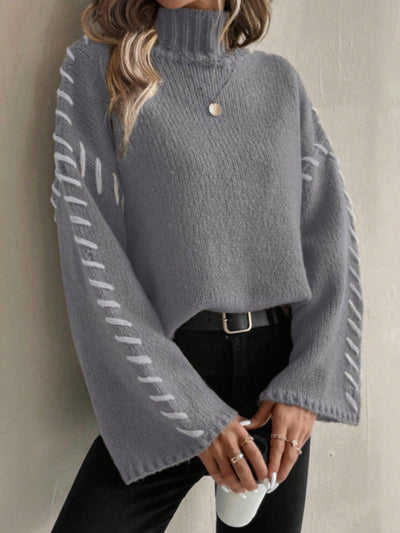 Wolkenrausch - Stylischer Patchwork Rollkragenpullover