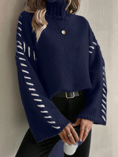 Wolkenrausch - Stylischer Patchwork Rollkragenpullover