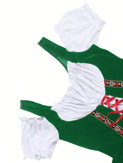 Oktoberfest Dirndl Kleid für Damen – Traditionelles Trachtenkleid mit Schürze