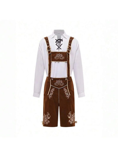 Oktoberfest Lederhosen Set für Herren – Traditionelle Trachtenhose mit Hemd