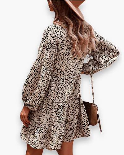 Damen Elegantes Leoparden Kleid | Knielang Sommer