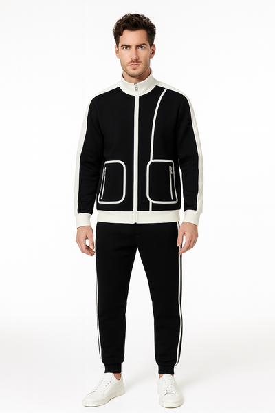Stefan | Neopren Schwarzer Herren-Tracksuit