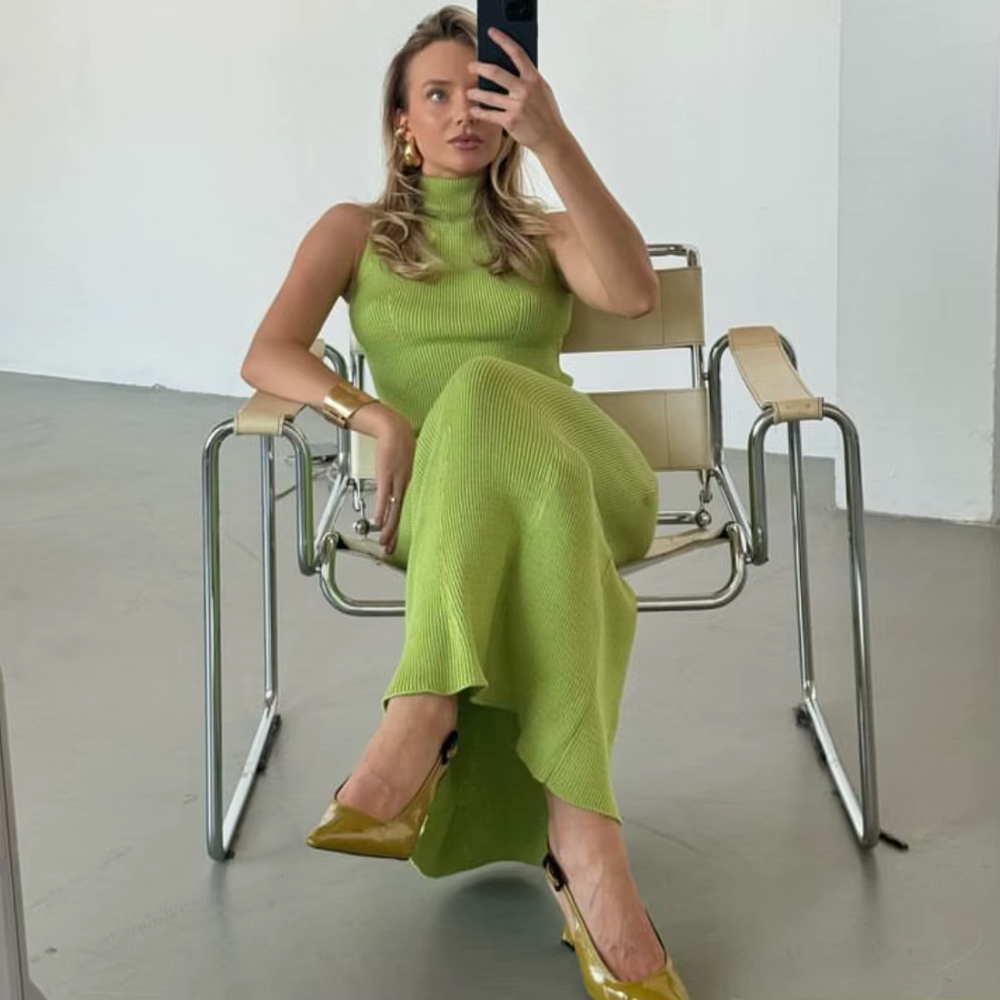 SOLÉANE – DAS ELEGANTE STRICK-ZWEITEILER-SET MIT MAXIROCK FÜR SONNIGE AUFTRITTE