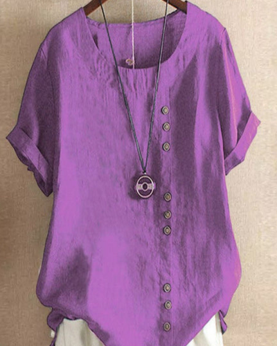 Damen Sommer Blusenshirt | Kurzarm Design mit Knopfleiste