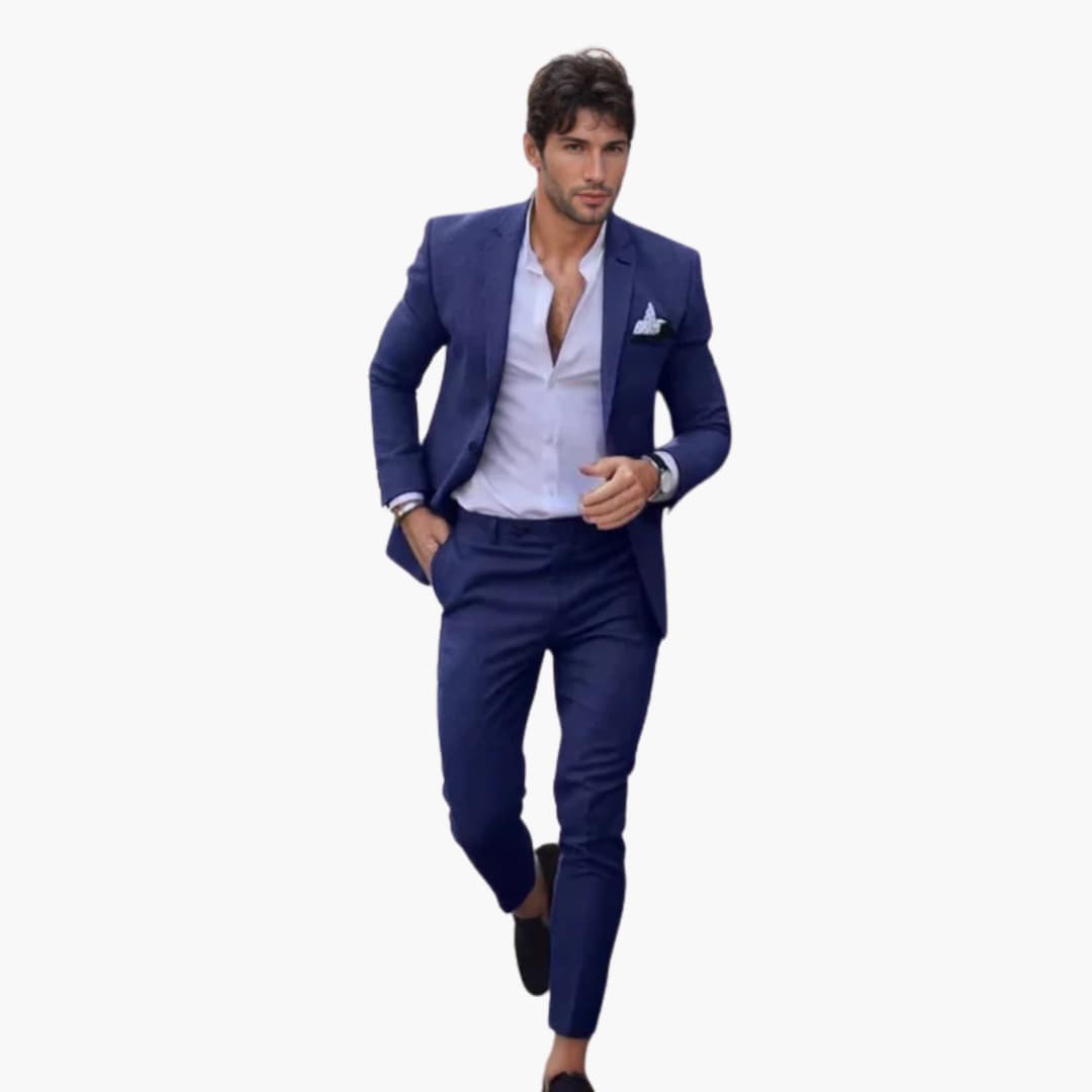Herren Anzug Zweiteiler aus Wollmischung mit Slim Fit Schnitt