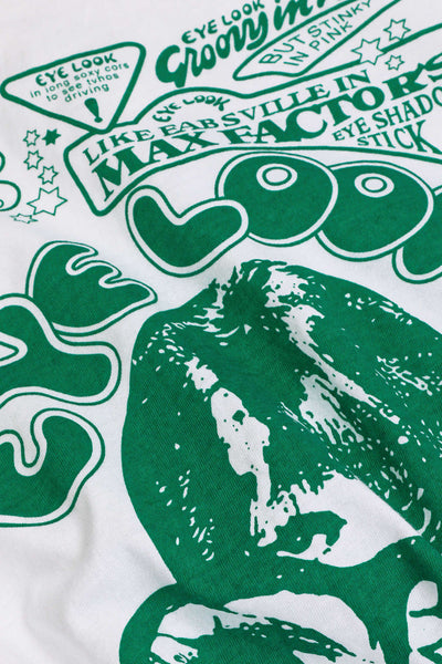 Gracelyn | Hochgekrempelte Ärmel EYE LOOK Grafikdruck Crop-T-Shirt mit Knotendetail