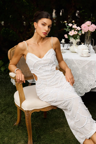 Sira | Hollow Out Camisole Perlen Bankett Abendkleid