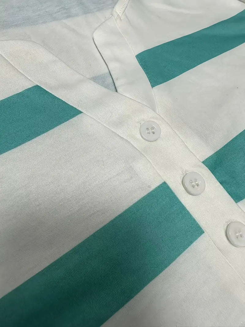 Lovisa™ – Damen-T-Shirt mit Streifen und V-Ausschnitt