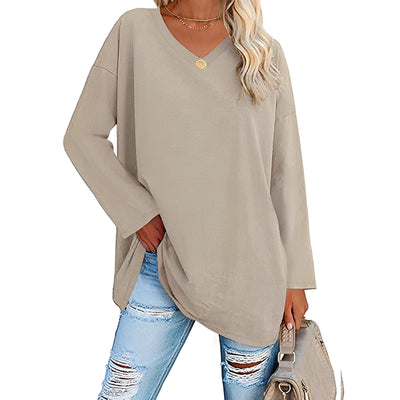 Martina - Stylishes Langarmshirt mit V-Ausschnitt für Komfort