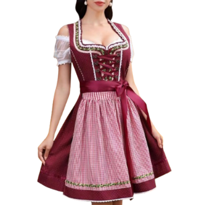 Damen Rot Oktoberfest Dirndl Kleid