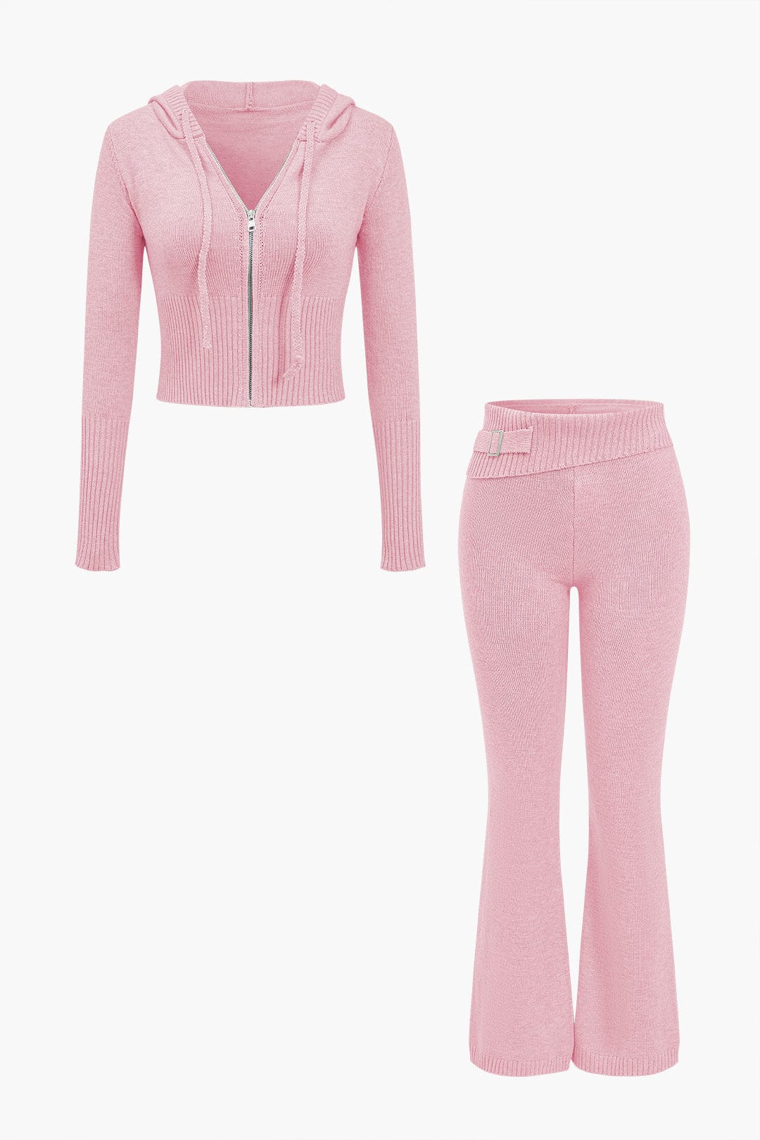 Ava | Strick-Set mit Kapuzenjacke & Schlaghose