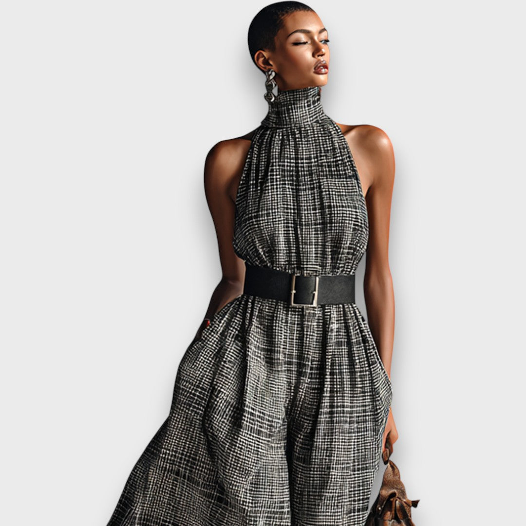 Marvella – Ärmelloses Maxikleid mit Karomuster