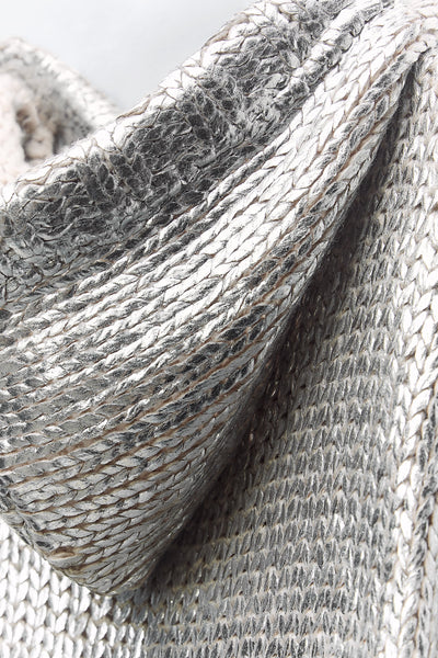 Verena | Kapuzenpullover in Silber mit Strickfolie