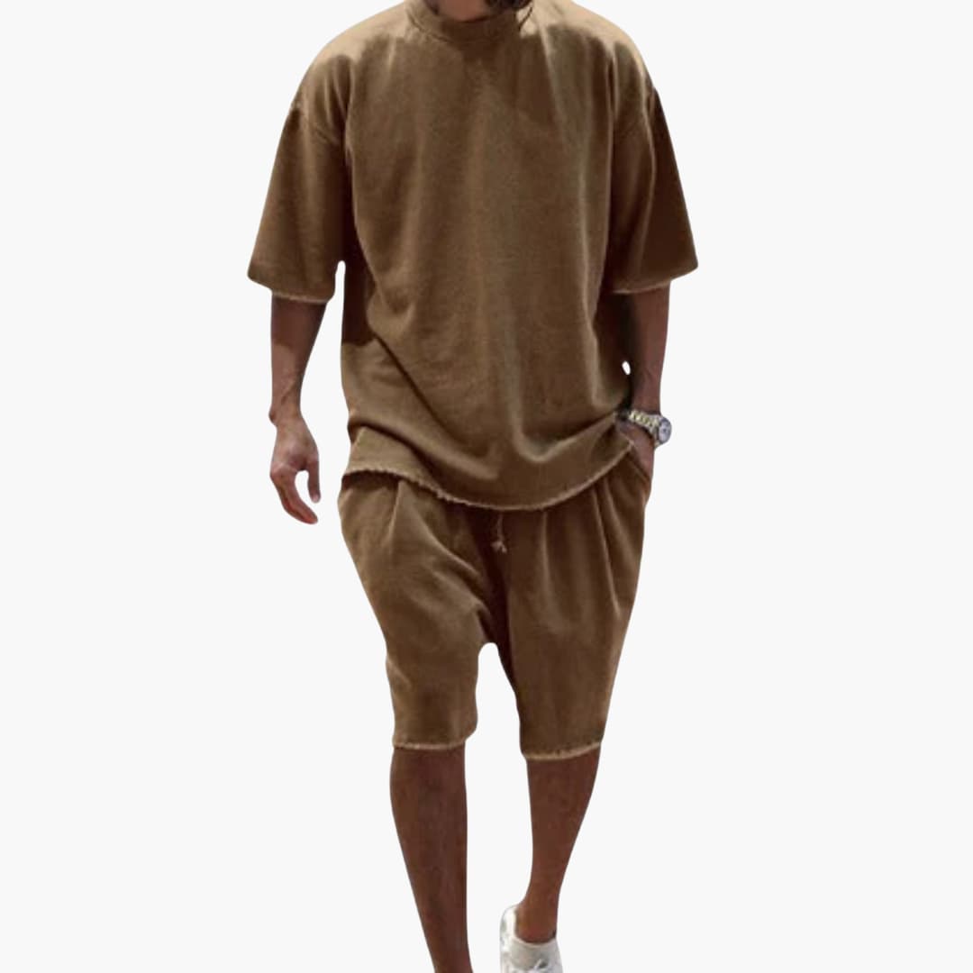 Herren Sommer Zweiteiler mit Kordelshorts und Oversize Shirt