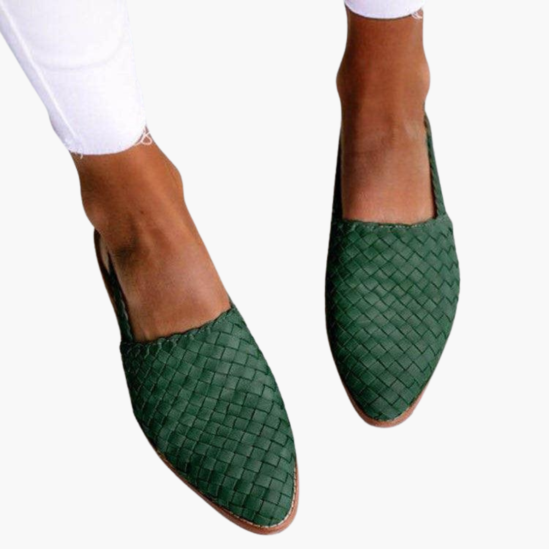 Geflochtene Leder Slingbacks für Damen - Flache Sommerschuhe