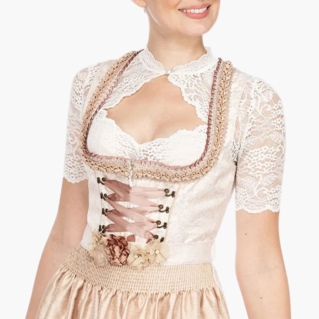 Spitzen Dirndl bluse mit Ausschnitt für Damen - Oktoberfest 2025