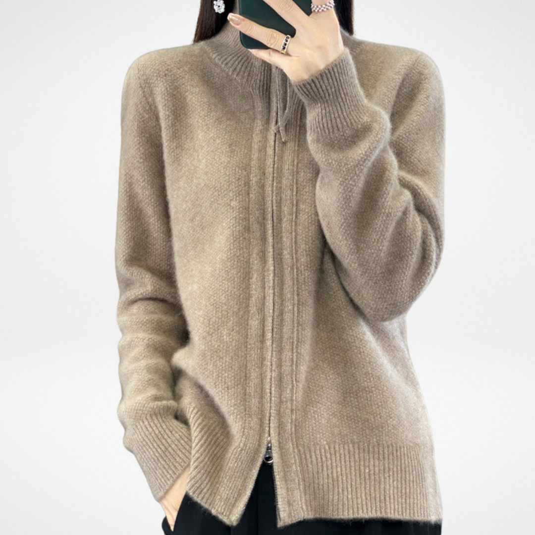 Giovana | Cashmere-Cardigan mit Reißverschluss