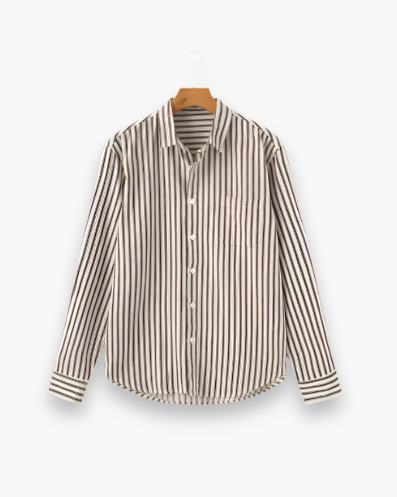Herren Klassisches Gestreiftes Hemd | Langarm Elegant