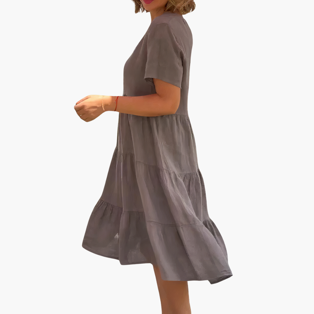 Fließendes V-Ausschnitt-Kleid für Damen - entspannte Passform