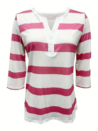 Lovisa™ – Damen-T-Shirt mit Streifen und V-Ausschnitt