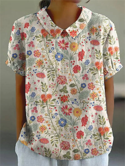 KURZARM-BLUSE MIT BLUMENMUSTER