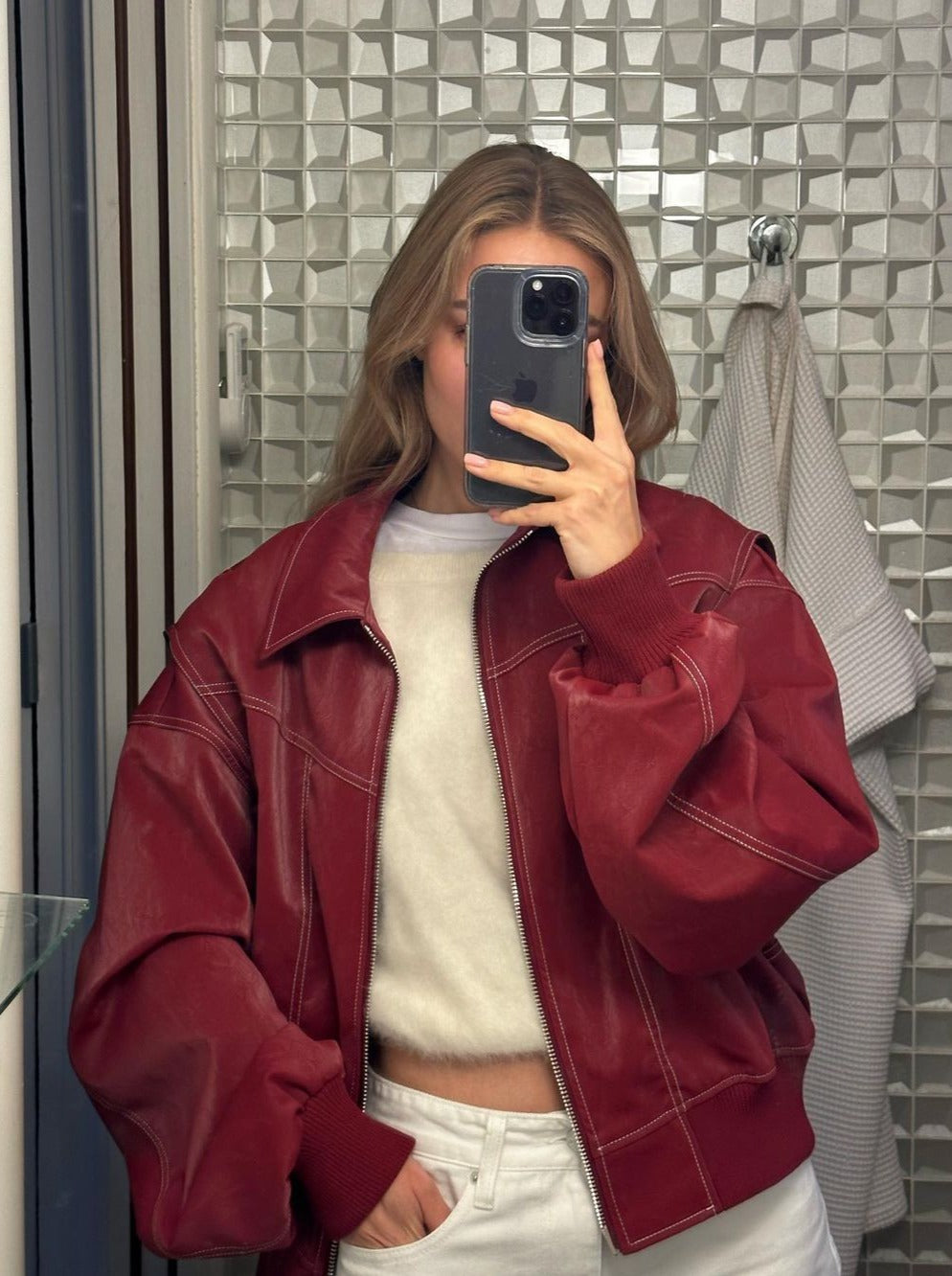 Jade | Übergroße Kontrastnaht Jacke
