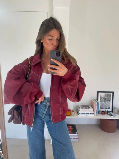 Jade | Übergroße Kontrastnaht Jacke